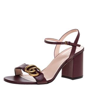 New! Marmont Leather GG Block-Heel Sandals